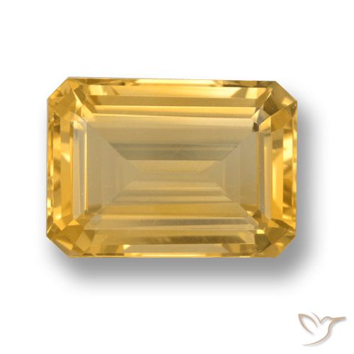7.52ct 자연스러운 미디엄 골드 황수정, 에메랄드 컷, VVS
