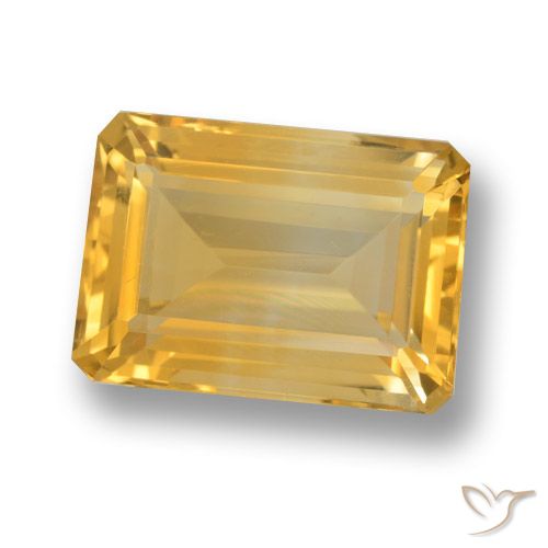 7.06ct 자연스러운 딥 골든 오렌지 황수정, 에메랄드 컷, VVS
