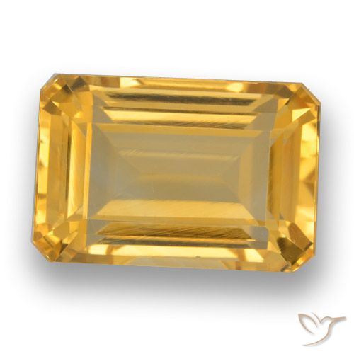 5.51ct 자연스러운 미디엄 골든 황수정, 에메랄드 컷, VVS