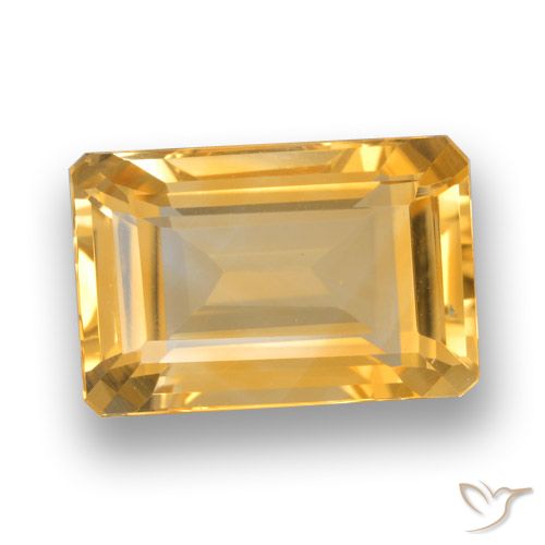 4.50ct 자연스러운 딥 골든 오렌지 황수정, 에메랄드 컷, VVS
