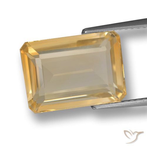 6.89ct 자연스러운 금 황수정, 에메랄드 컷, VVS-VS