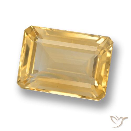 7.50ct 자연스러운 금 황수정, 에메랄드 컷, VVS