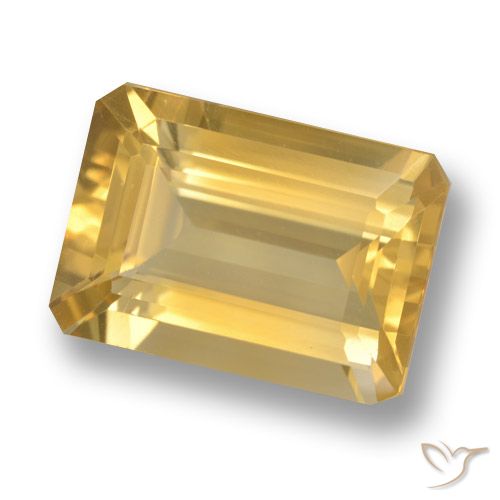 6.24ct 자연스러운 미디엄 골드 황수정, 에메랄드 컷, VVS-VS