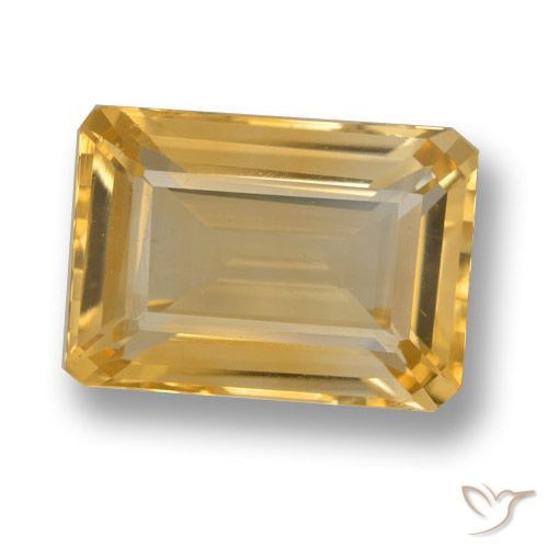6.91ct 자연스러운 골든 오렌지 황수정, 에메랄드 컷, VVS