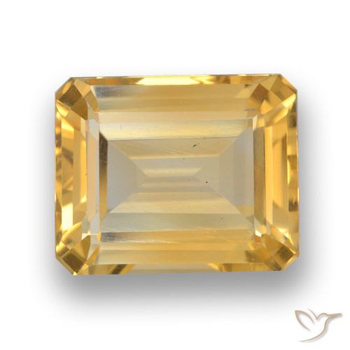 4.15캐럿 천연 미디엄 골드 시트린, 에메랄드 컷, 11.1×9.1 mm, VVS
