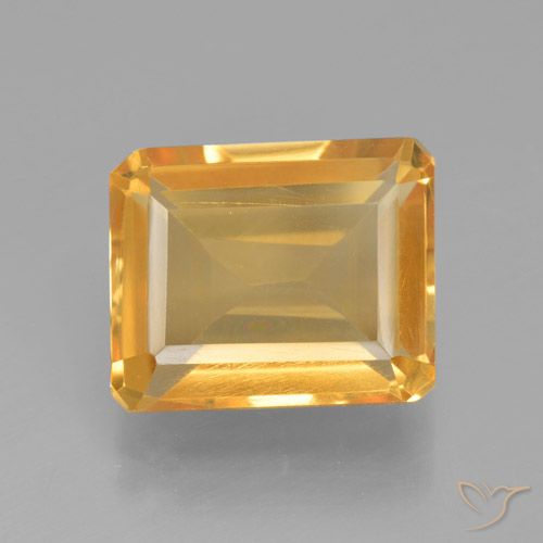 4.53ct 자연스러운 오렌지-골드 황수정, 에메랄드 컷, VS