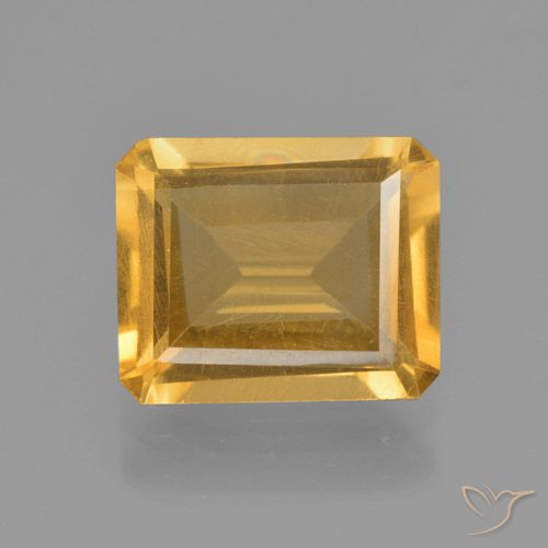 3.92ct 자연스러운 딥 골든 오렌지 황수정, 에메랄드 컷, VS