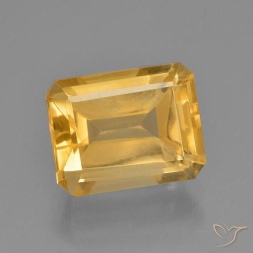 4.58ct 자연스러운 미디엄 골드 황수정, 에메랄드 컷, VS