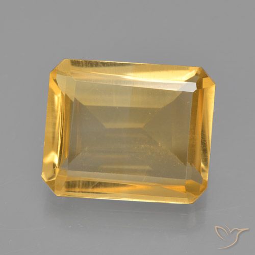 4.75ct 자연스러운 딥 골든 오렌지 황수정, 에메랄드 컷, VS