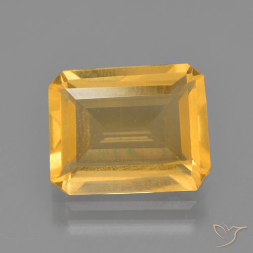 3.51ct 자연스러운 딥 골든 오렌지 황수정, 에메랄드 컷, VS