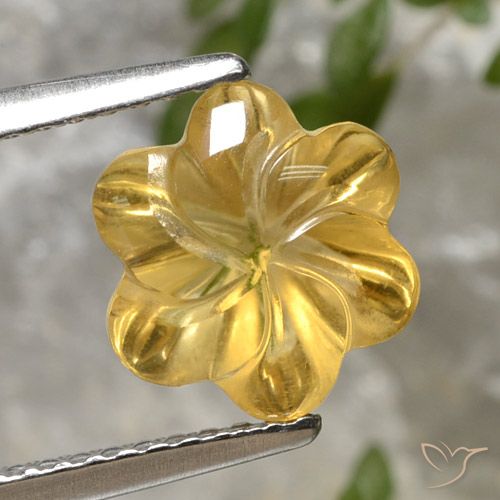 2.35ct 자연스러운 골든 황수정, 플라워 컷, 투명한