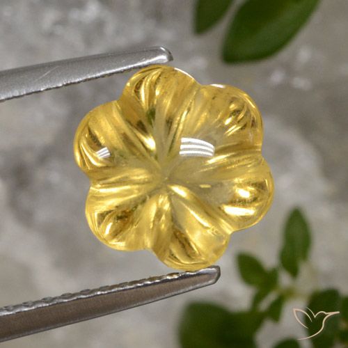 2.69ct 자연스러운 골든 황수정, 플라워 컷, 투명한