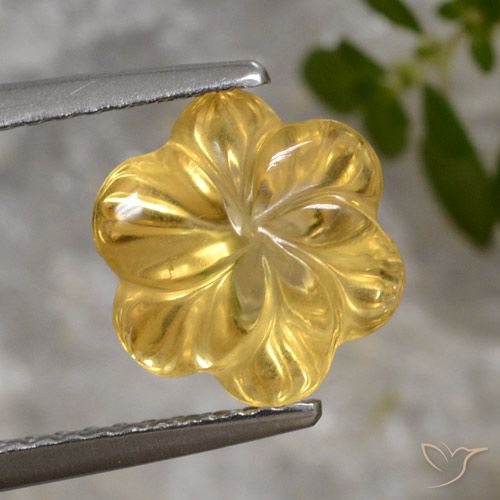 2.44ct 자연스러운 미디엄 골든 황수정, 플라워 컷, 투명한