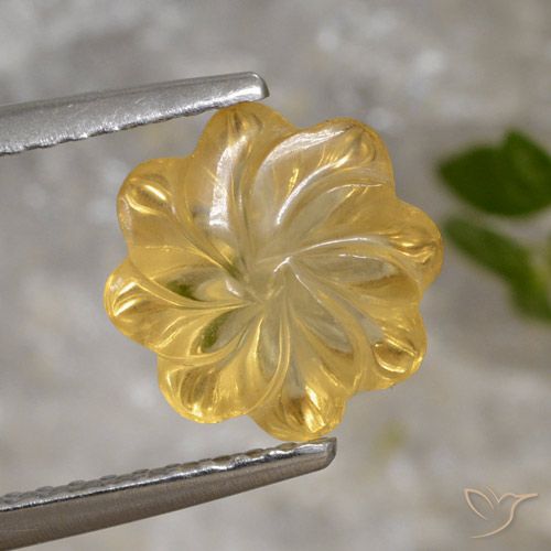 2.00ct 자연스러운 미디엄 골드 황수정, 플라워 컷, 투명한