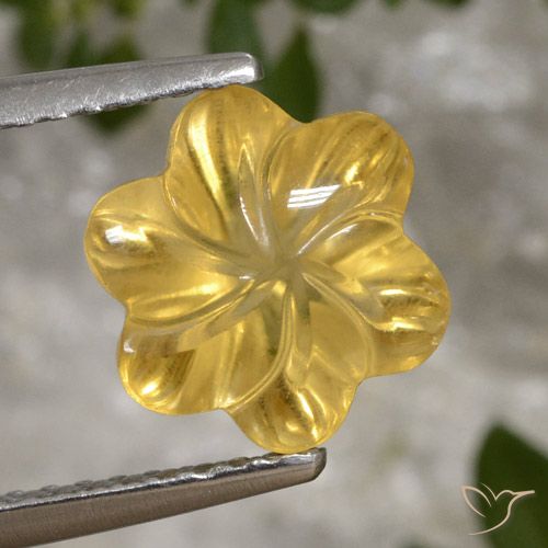 2.51ct 자연스러운 브라이트 골드 황수정, 플라워 컷, 투명한