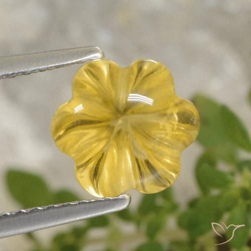 2.20ct 자연스러운 투스카니 옐로우 황수정, 플라워 컷, 투명한