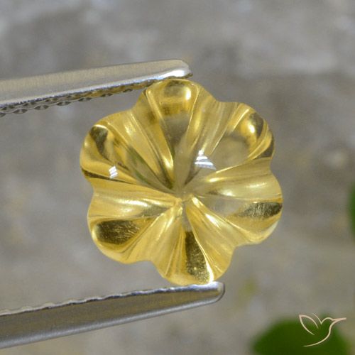 1.73ct 자연스러운 라이트 골드 황수정, 플라워 컷, 투명한