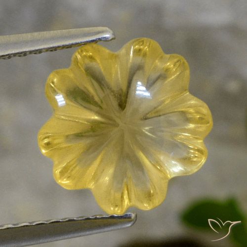 2.53ct 자연스러운 미디엄 옐로우 황수정, 플라워 컷, 투명한
