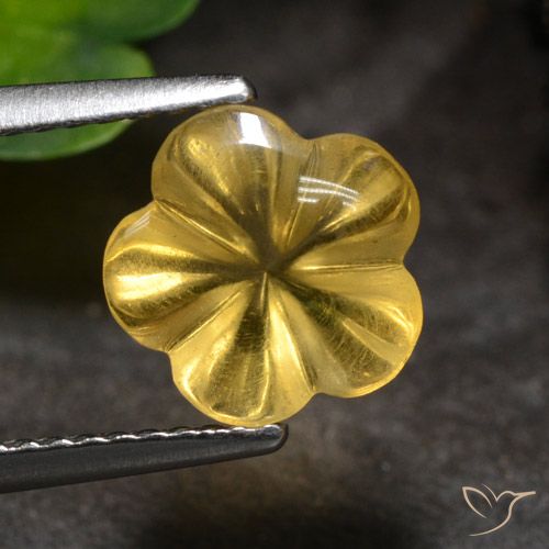 2.18ct 자연스러운 골든 오렌지 황수정, 플라워 컷, 투명한