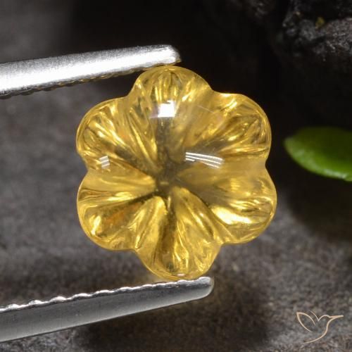 1.96ct 자연스러운 브라이트 골드 황수정, 플라워 컷, 투명한