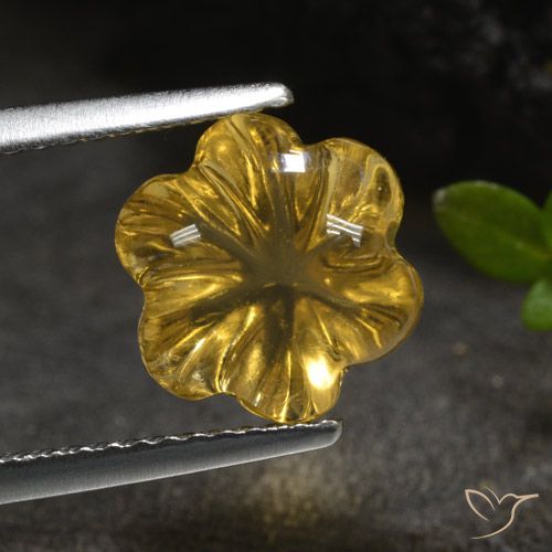 3.20ct 자연스러운 골든 오렌지 황수정, 플라워 컷, 투명한