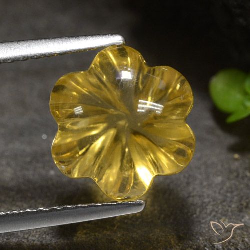 4.38ct 자연스러운 골든 오렌지 황수정, 플라워 컷, 투명한