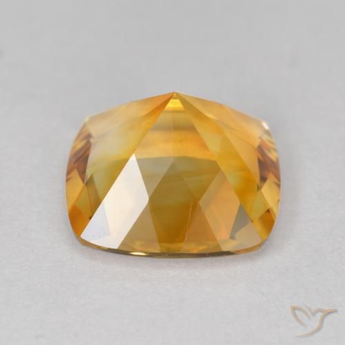 3.47캐럿 천연 미디엄 오렌지-골드 시트린, 쿠션 컷, 10.1×10 mm, VVS