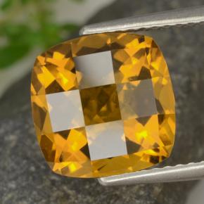 3.62캐럿 천연 딥 오렌지-골드 시트린, 쿠션 컷, 10×10 mm, VVS-VS