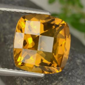 3.62캐럿 천연 딥 오렌지-골드 시트린, 쿠션 컷, 10×10 mm, VVS-VS