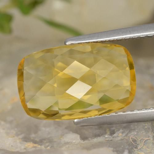 3.64캐럿 천연 허니 옐로우 시트린, 쿠션 컷, 12.9×8.1 mm, VVS