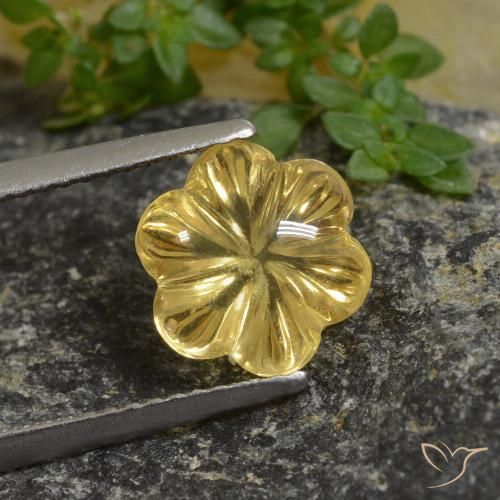 2.64ct 자연스러운 허니 옐로우 황수정, 플라워 컷, 투명한