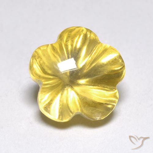 2.38ct 자연스러운 미디엄 옐로우 황수정, 플라워 컷, 투명한