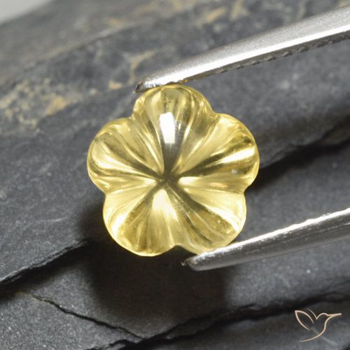 2.30ct 자연스러운 투스카니 옐로우 황수정, 플라워 컷, 투명한