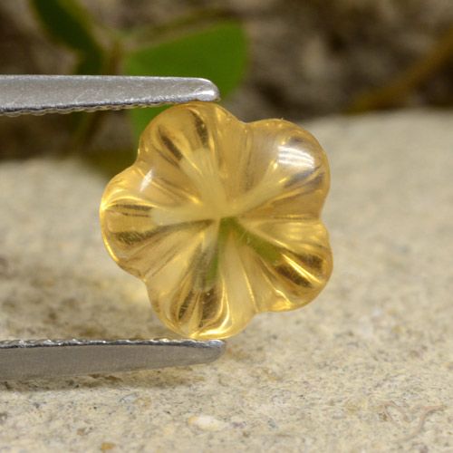 1.76ct 자연스러운 허니 옐로우 황수정, 플라워 컷, 투명한