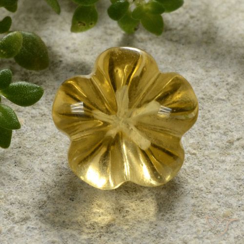 2.24ct 자연스러운 허니 옐로우 황수정, 플라워 컷, 투명한