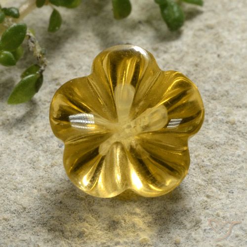 2.34ct 자연스러운 골든 오렌지 황수정, 플라워 컷, 투명한