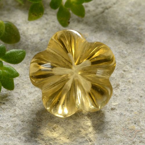 2.15ct 자연스러운 허니 옐로우 황수정, 플라워 컷, 투명한
