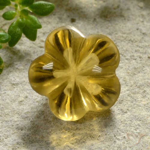 2.52ct 자연스러운 허니 옐로우 황수정, 플라워 컷, 투명한