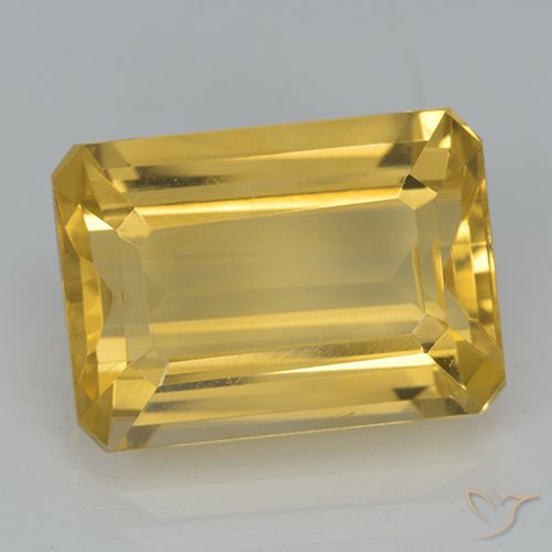 7.47ct 자연스러운 골든 오렌지 황수정, 에메랄드 컷, VVS