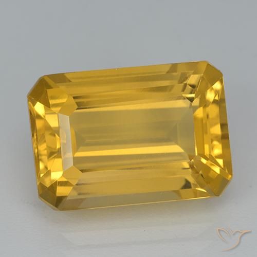 6.99ct 자연스러운 미디엄 골든 황수정, 에메랄드 컷, VVS
