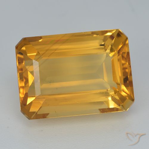 8.15ct 자연스러운 미디엄 라이트 오렌지 골드 황수정, 에메랄드 컷, VVS