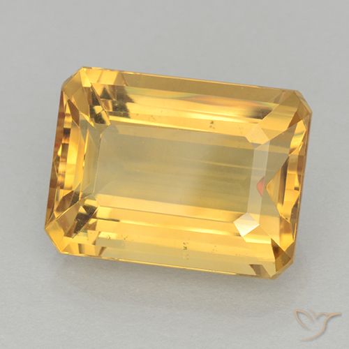 11.43ct 자연스러운 미디엄 골드 황수정, 에메랄드 컷, VVS-VS