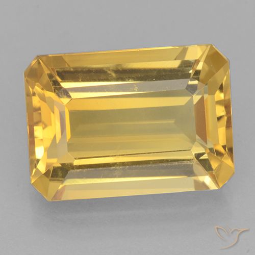 7.18ct 자연스러운 미디엄 골드 황수정, 에메랄드 컷, VVS