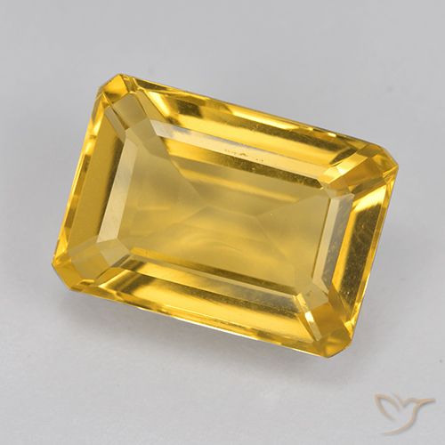 7.37ct 자연스러운 골든 황수정, 에메랄드 컷, VVS-VS