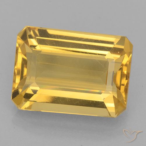 6.45ct 자연스러운 골든 황수정, 에메랄드 컷, VVS