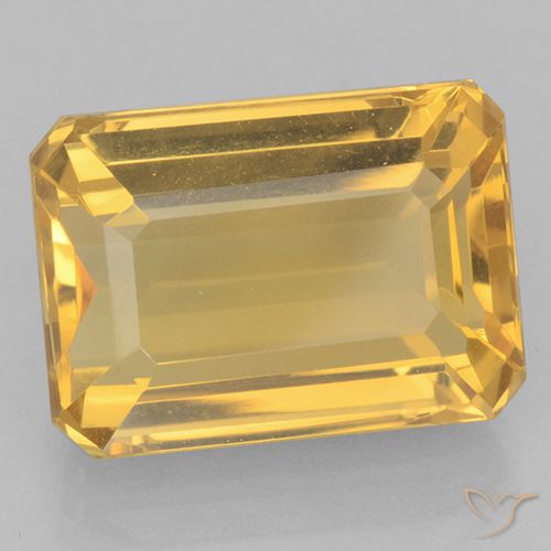 8.27ct 자연스러운 미디엄 골드 황수정, 에메랄드 컷, VVS