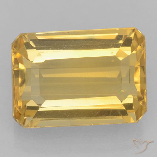 7.40ct 자연스러운 브라이트 골드 황수정, 에메랄드 컷, VVS
