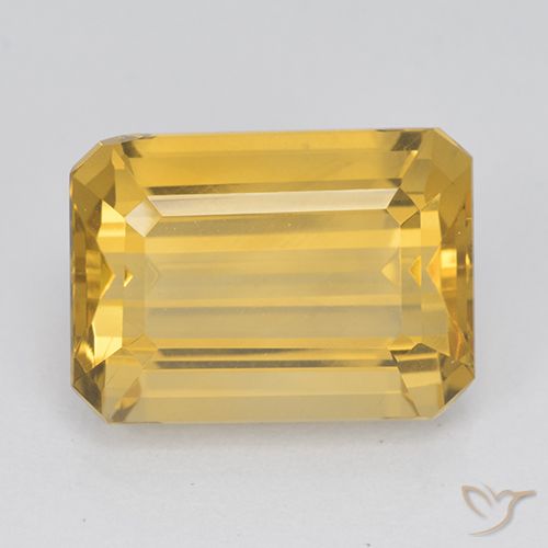 7.78ct 자연스러운 미디엄 골드 황수정, 에메랄드 컷, VVS