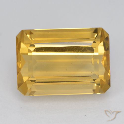 8.07ct 자연스러운 미디엄 골드 황수정, 에메랄드 컷, VVS-VS