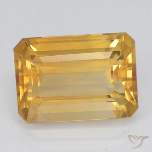 7.30ct 자연스러운 금 황수정, 에메랄드 컷, VVS-VS